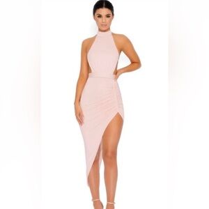 Halter neck midi cocktail dress